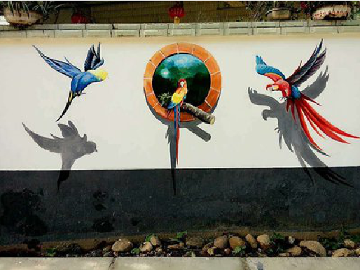 黄梅视觉错位-3D墙绘设计