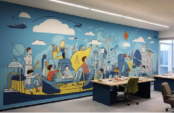 黄梅办公室墙绘的特点。