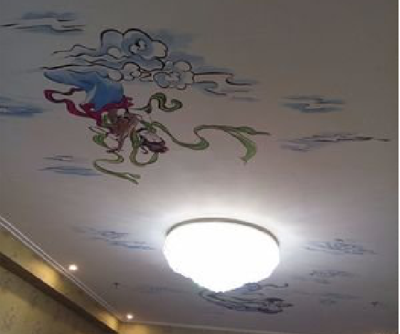 黄梅如何快速绘制天花板上的手绘墙？